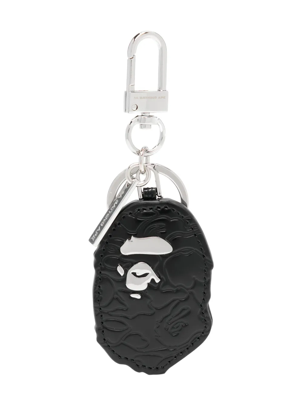 A BATHING APE Head leren sleutelhanger Zwart