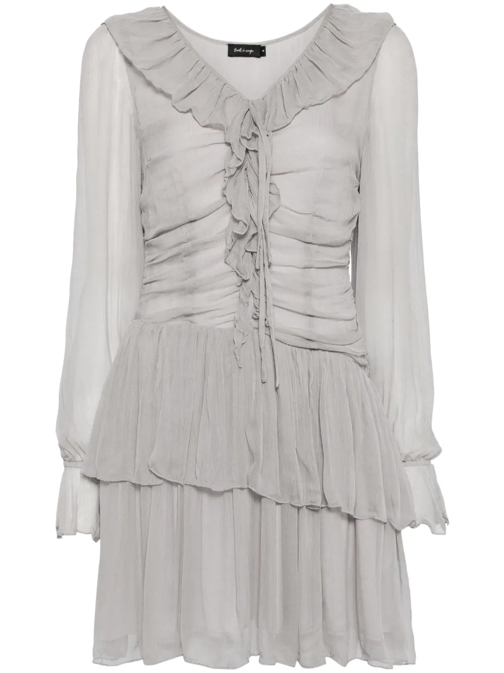 tout a coup ruffle-detailing mini dress - Grigio