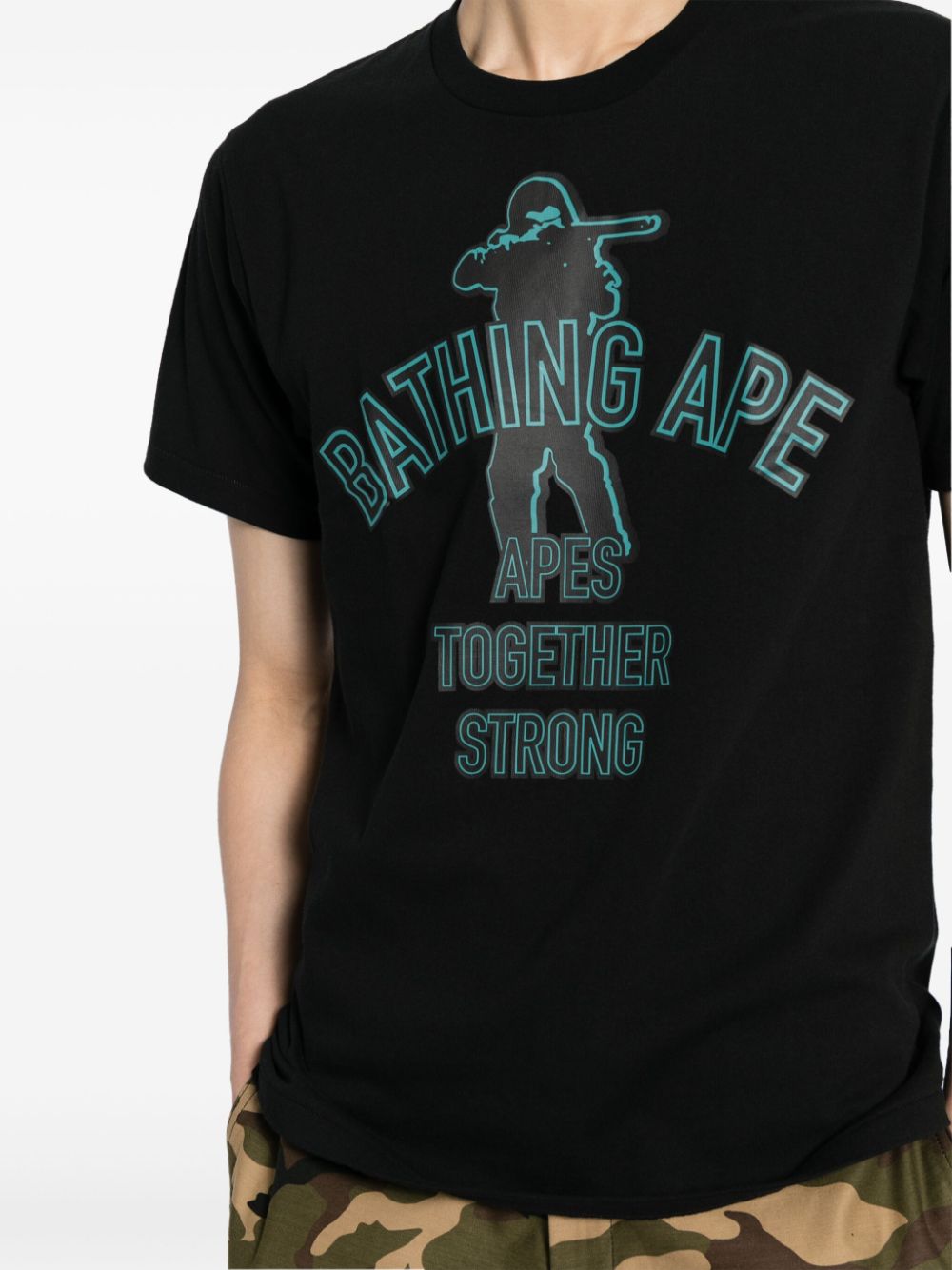 Shop A Bathing Ape Logo-print Cotton T-shirt In Black