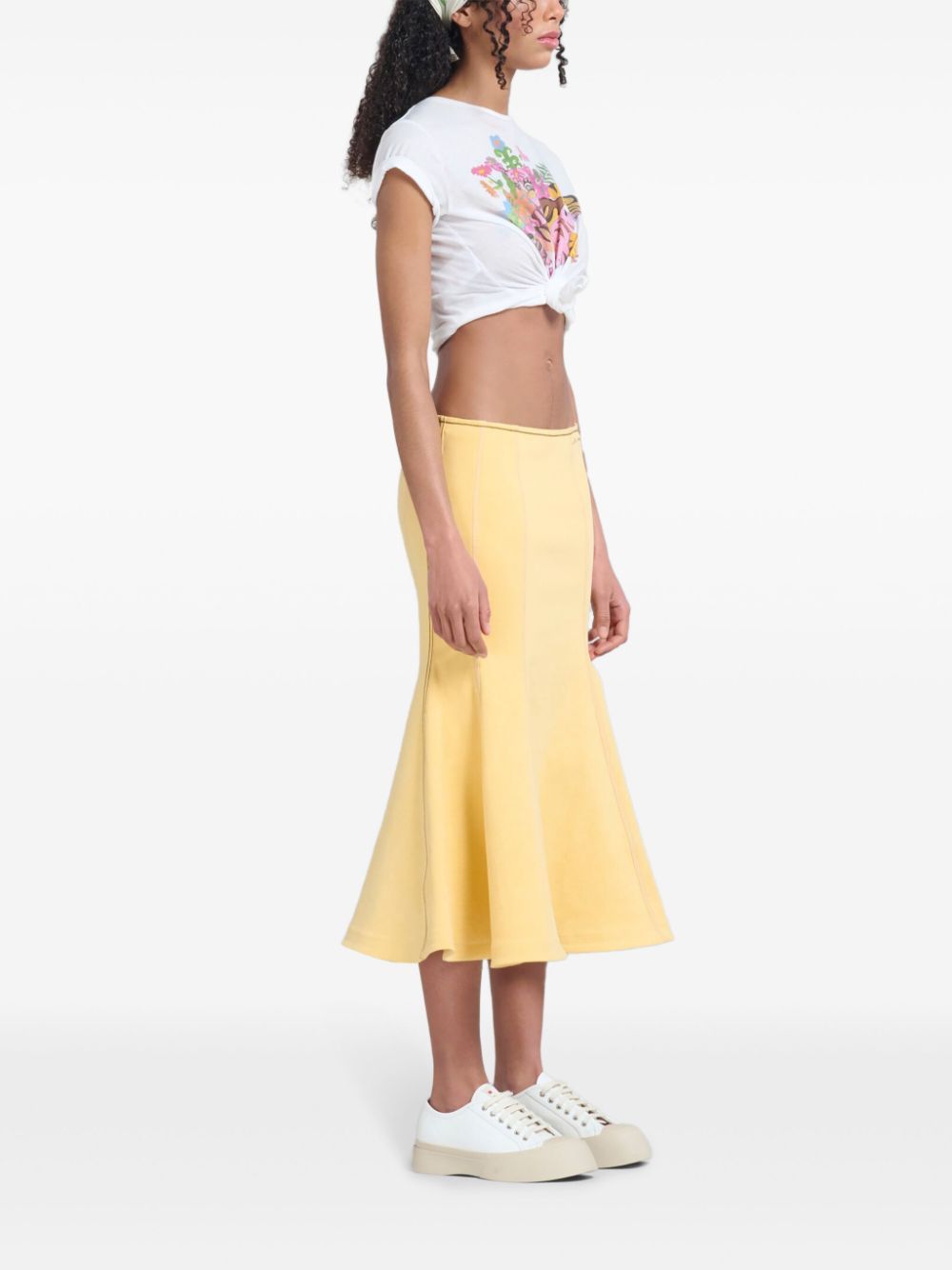 Affordable Marni logo-embroidered flared-hem midi skirt Women