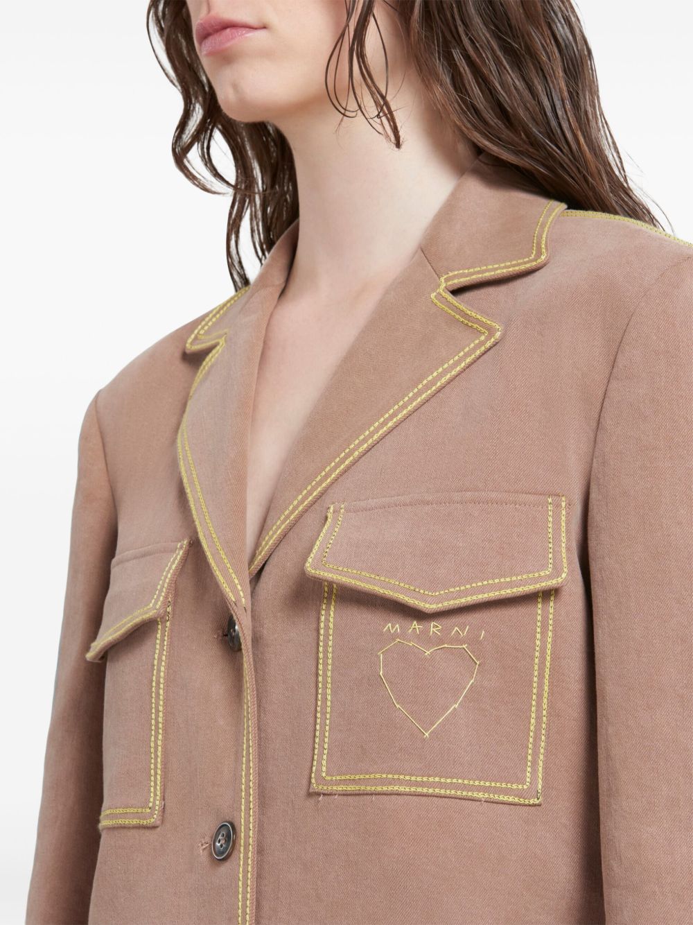 Affordable Marni contrast-stitching logo-embroidered blazer Women