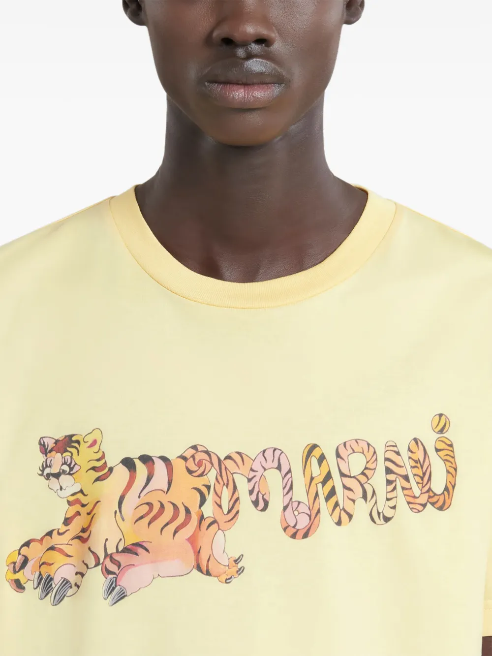 Marni Logo-print Cotton T-shirt In Yellow