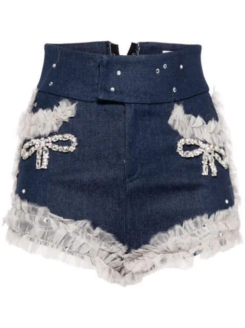 Loulou ruffled high-rise denim shorts
