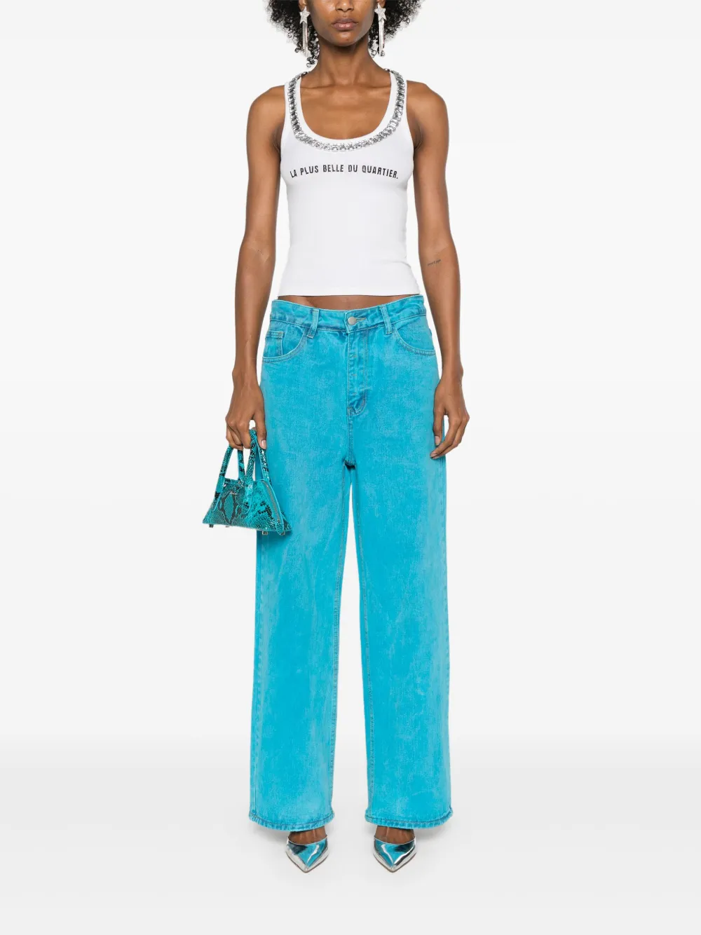 Loulou heart-patch wide-leg jeans - Blauw