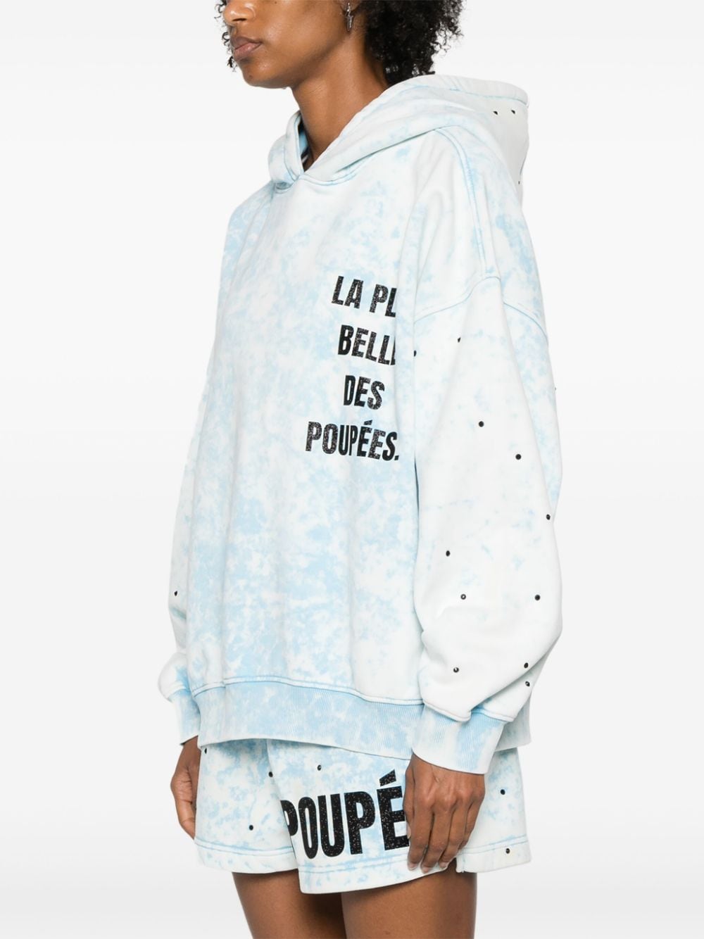 Shop Loulou Bleached Cotton Hoodie In Blue