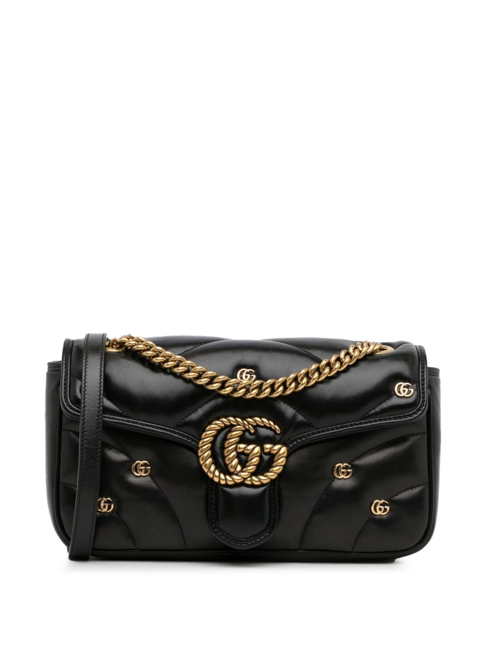 Pre-owned Gucci 2016-2023 Small Gg Marmont 2.0 Shoulder Bag In Black