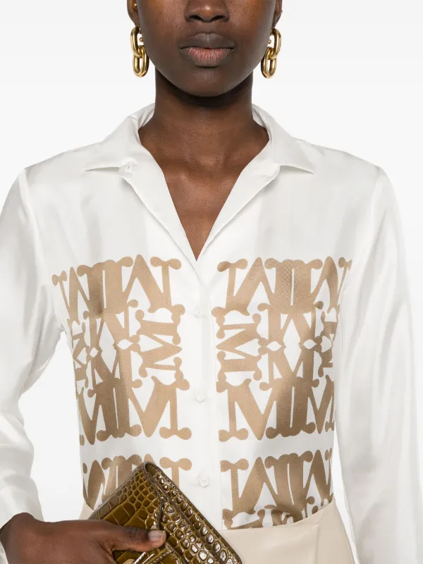 Tシャツ・カットソー Max Mara SS24 Biscuit silk shirt (2411111023600 004) Colour block silk shirt, black | 