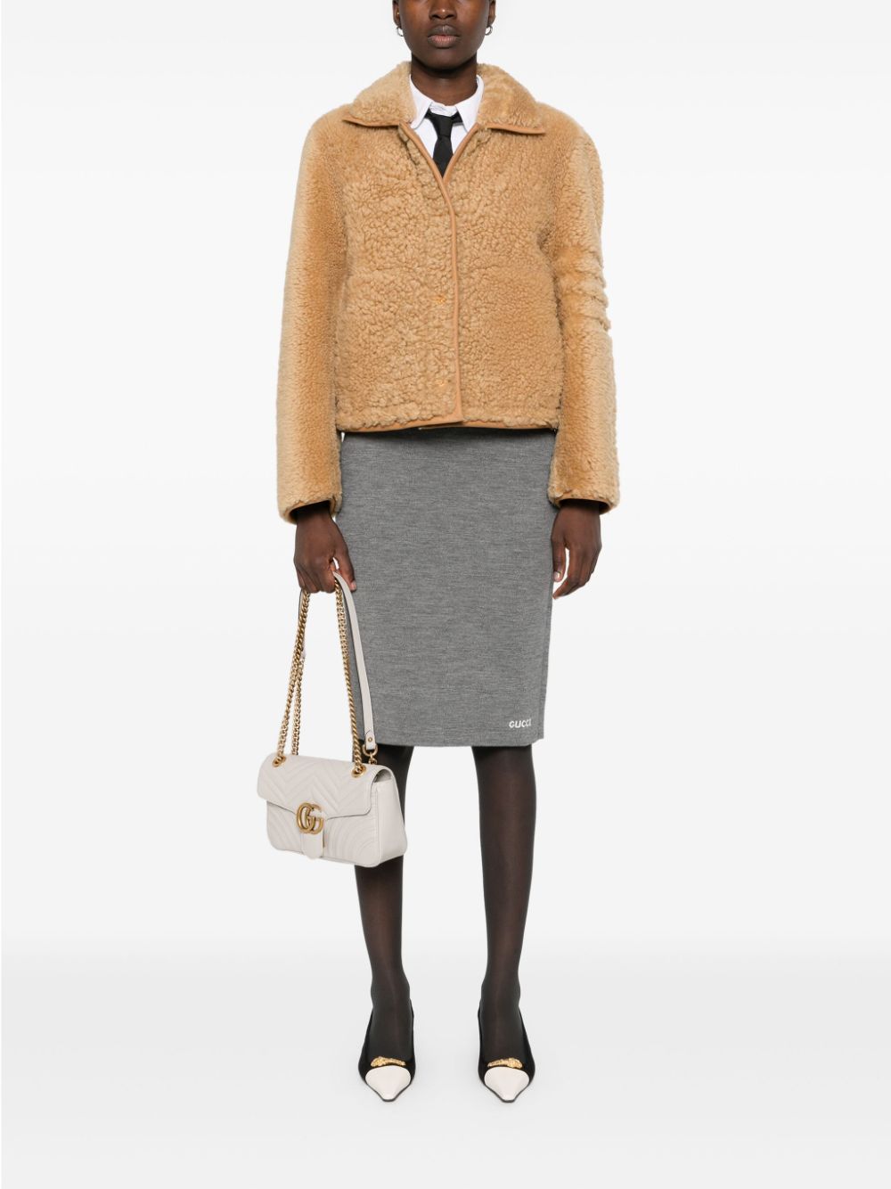Gucci logo-jacquard knitted mini skirt - Grijs