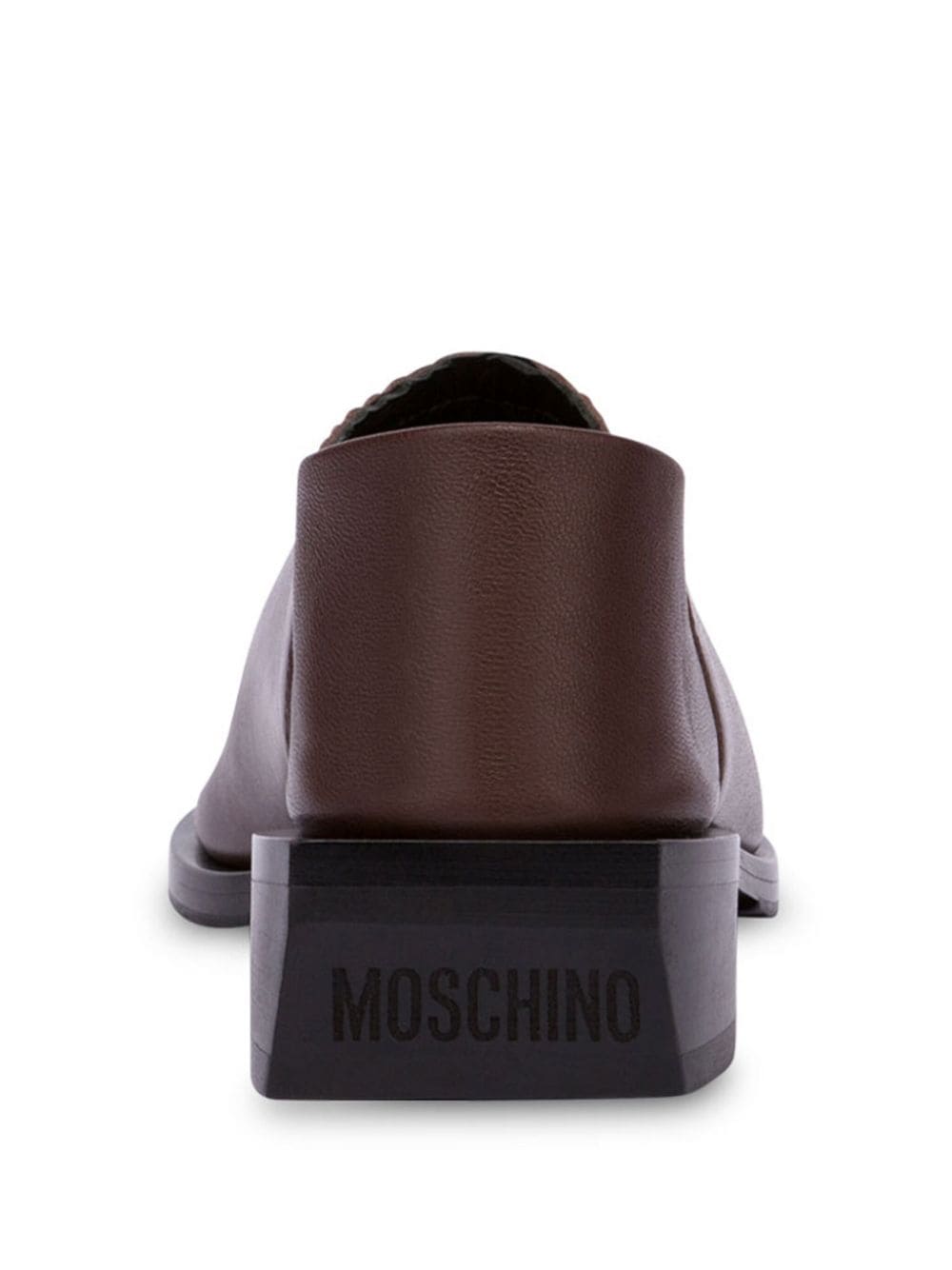 Shop Moschino Scallop-edge Leather Loafers In Brown