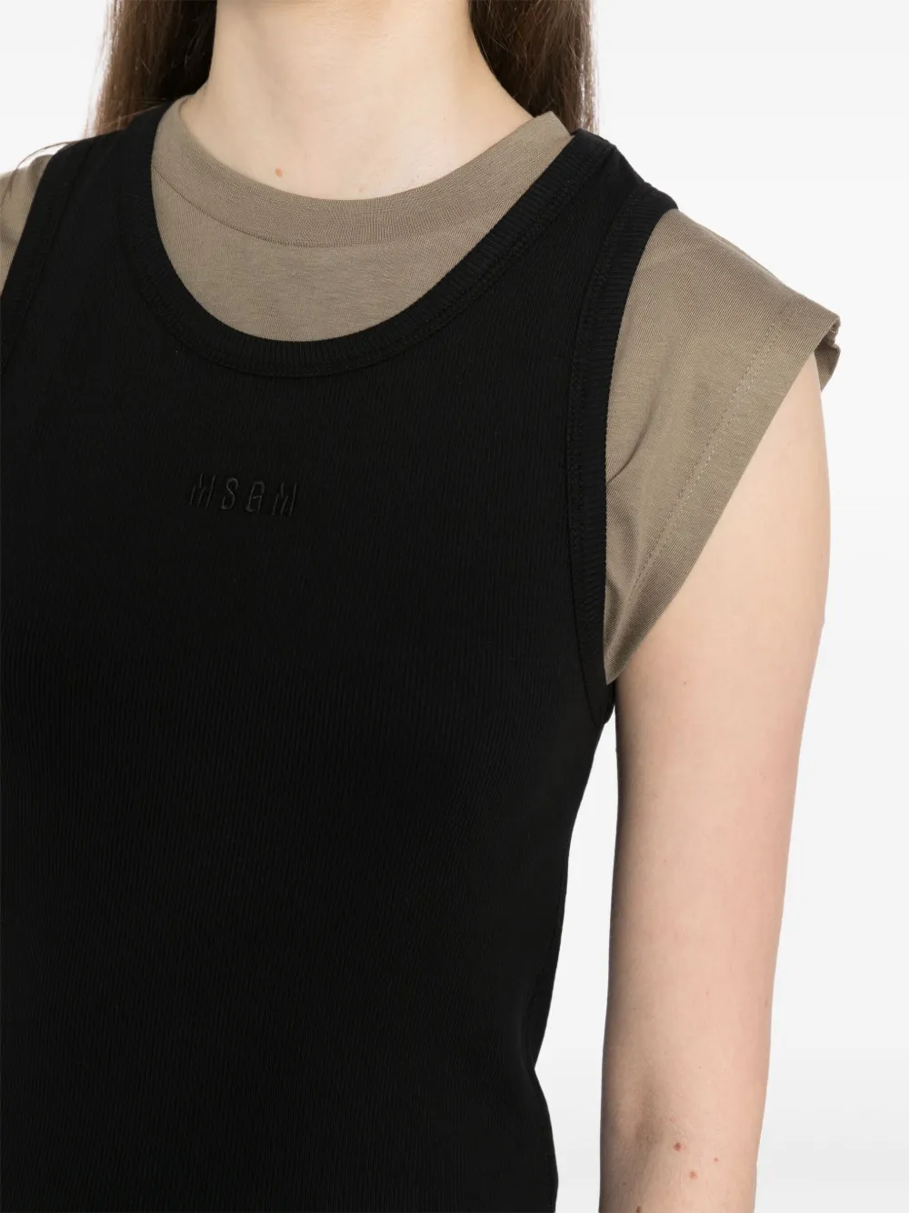 MSGM Gelaagde tanktop met geborduurd logo Zwart