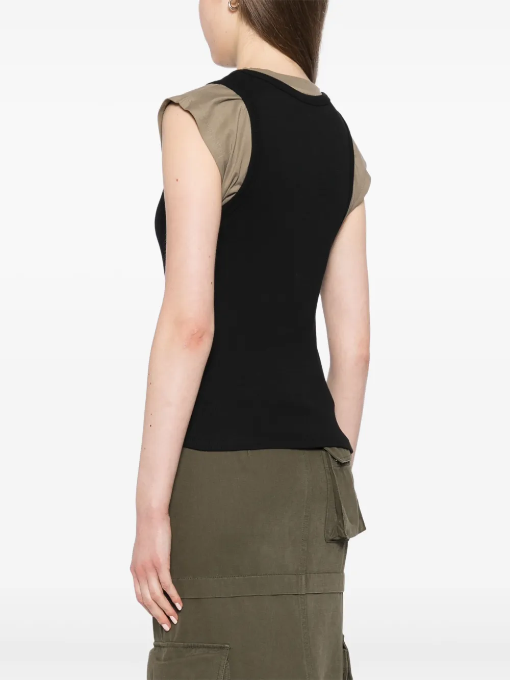 MSGM Gelaagde tanktop met geborduurd logo Zwart