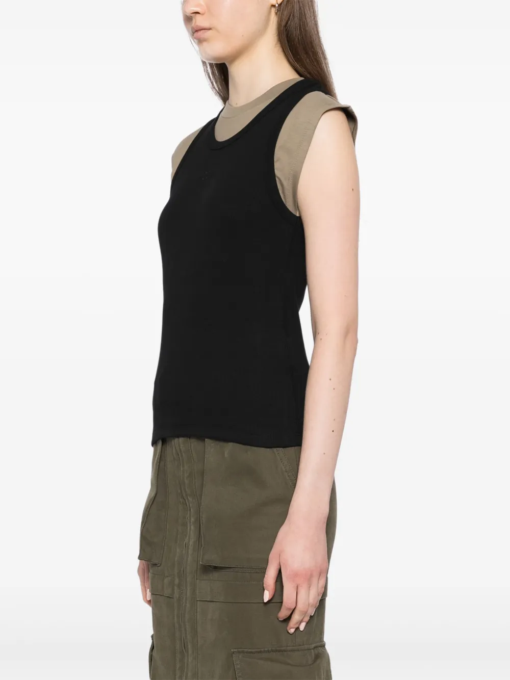 MSGM Gelaagde tanktop met geborduurd logo Zwart