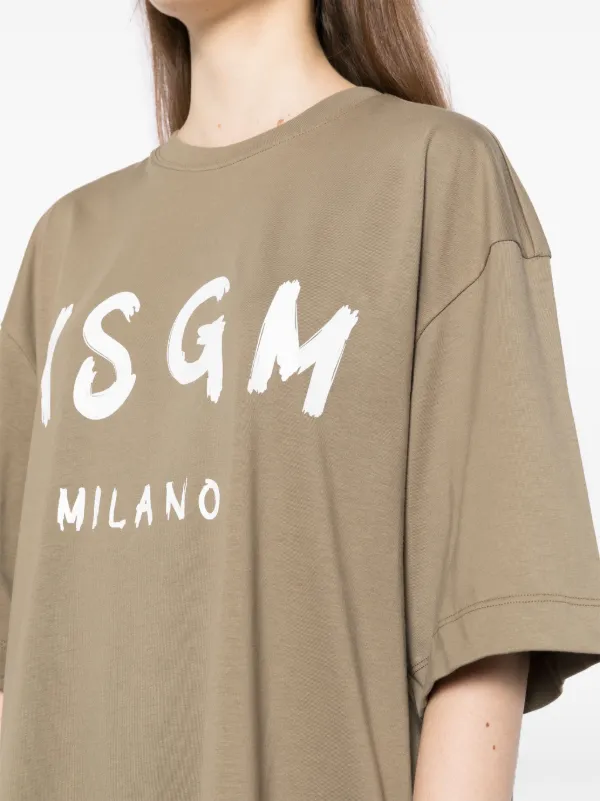 MSGM logo print Cotton Mini Dress Green FARFETCH AZ