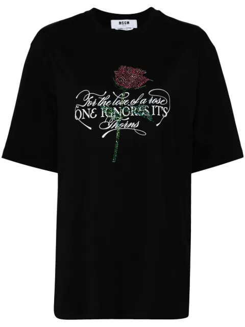 MSGM t-shirt imprimé à ornements en cristal