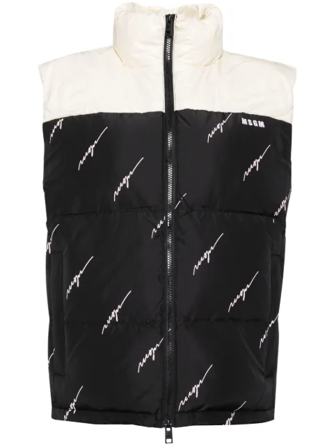 MSGM chaleco capitonado con logo estampado