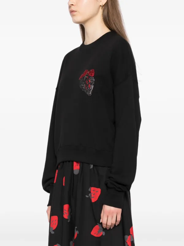 MSGM crystal-embellished Cotton Sweatshirt | Black | FARFETCH UK