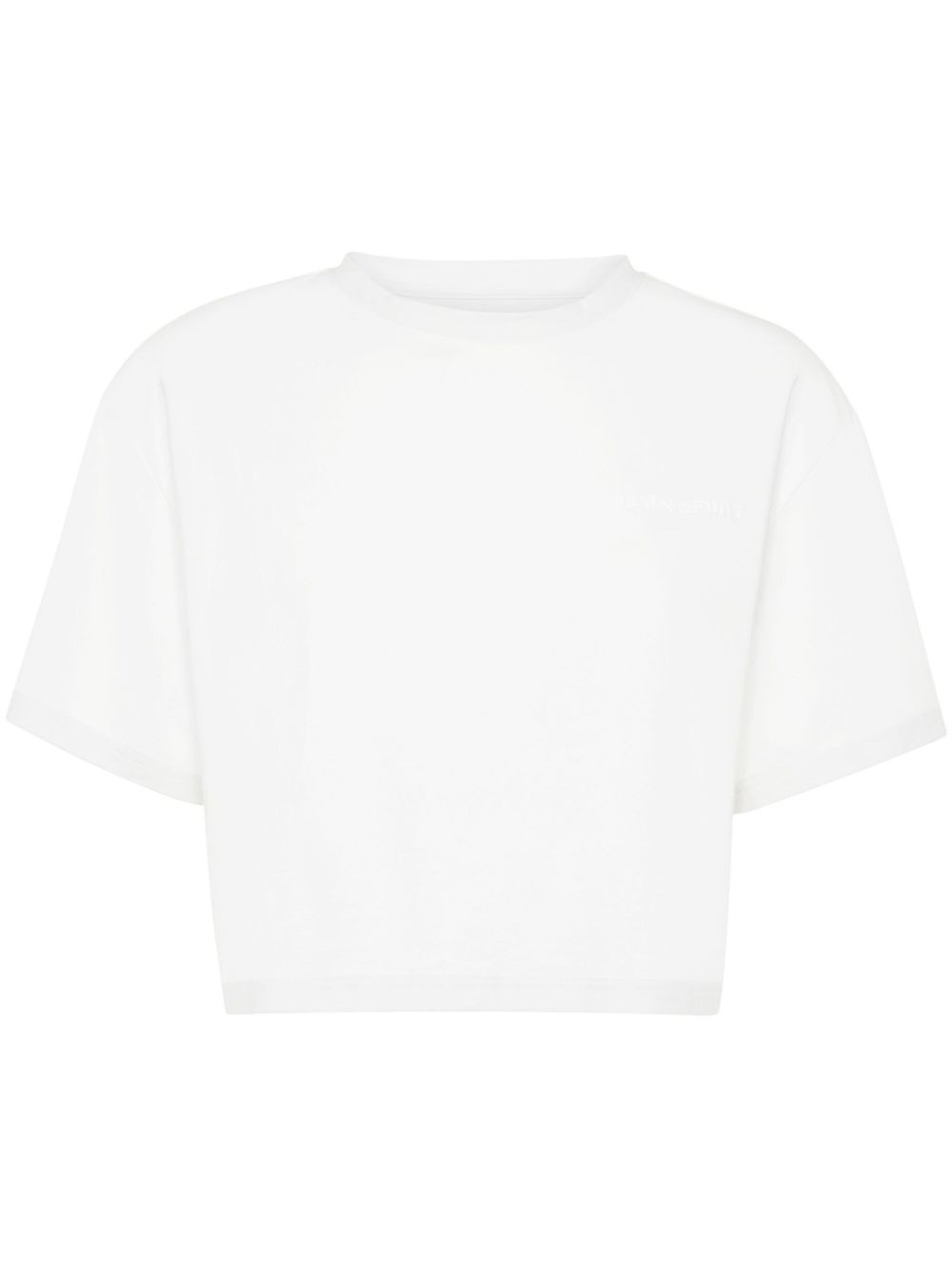 Shop Plein Sport Cropped Crew-neck T-shirt In White