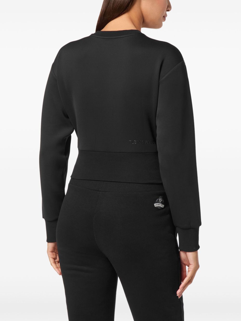 Shop Plein Sport Panelled Cropped Sweatshirt In Black