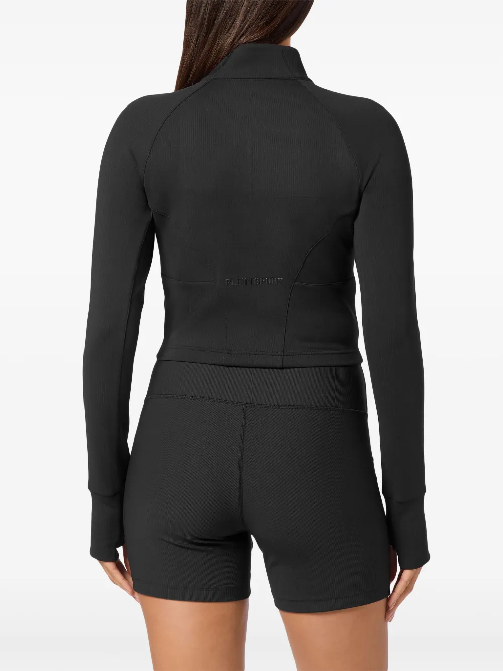 Plein Sport Cropped performance sweater met rits Zwart