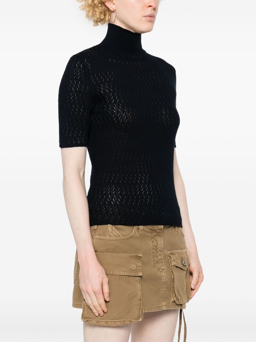 Shop Apc Pointelle-knit Cotton Top In Blue