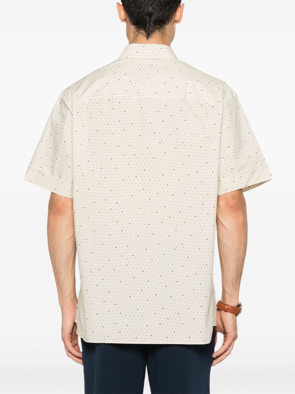 Shop Apc Polka Dot-print Cotton Shirt In Neutrals