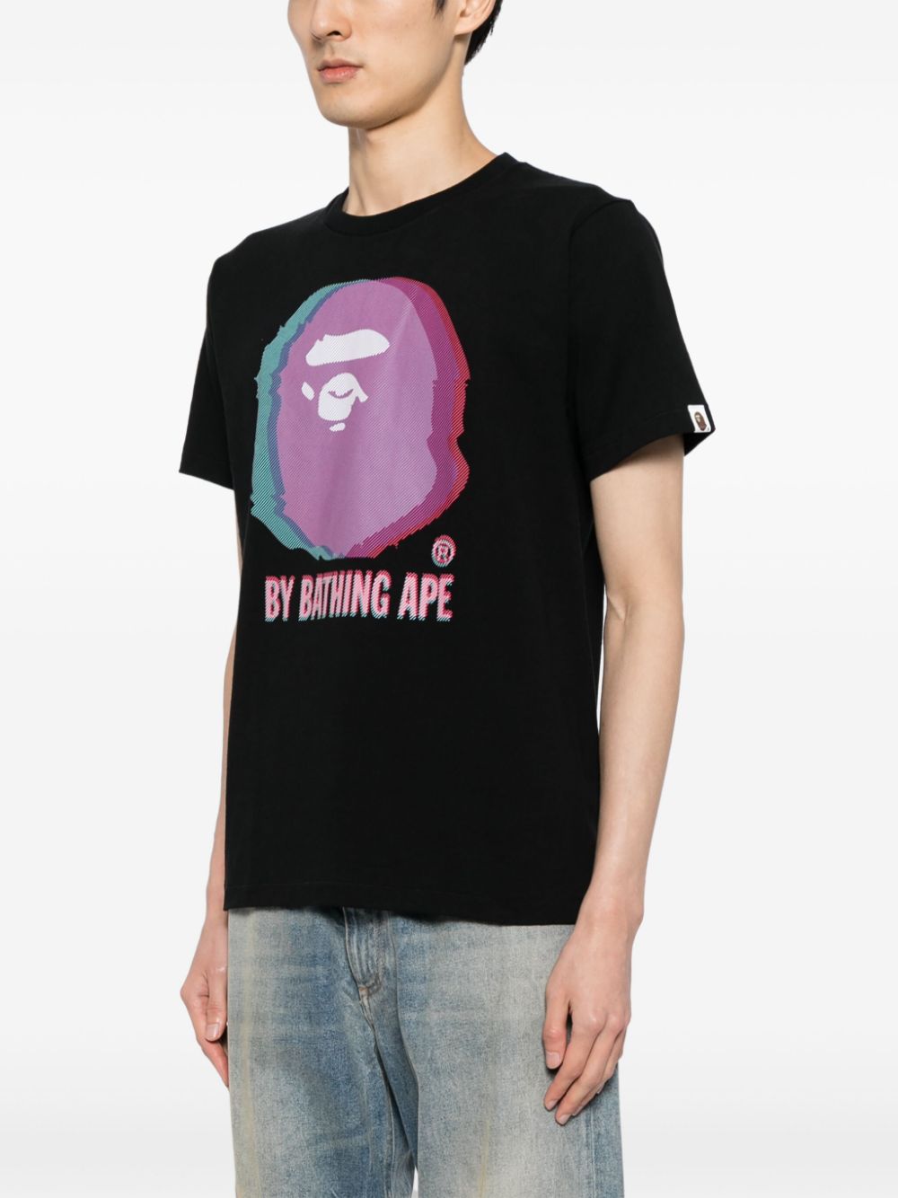 Shop A Bathing Ape Logo-print Cotton T-shirt In Black