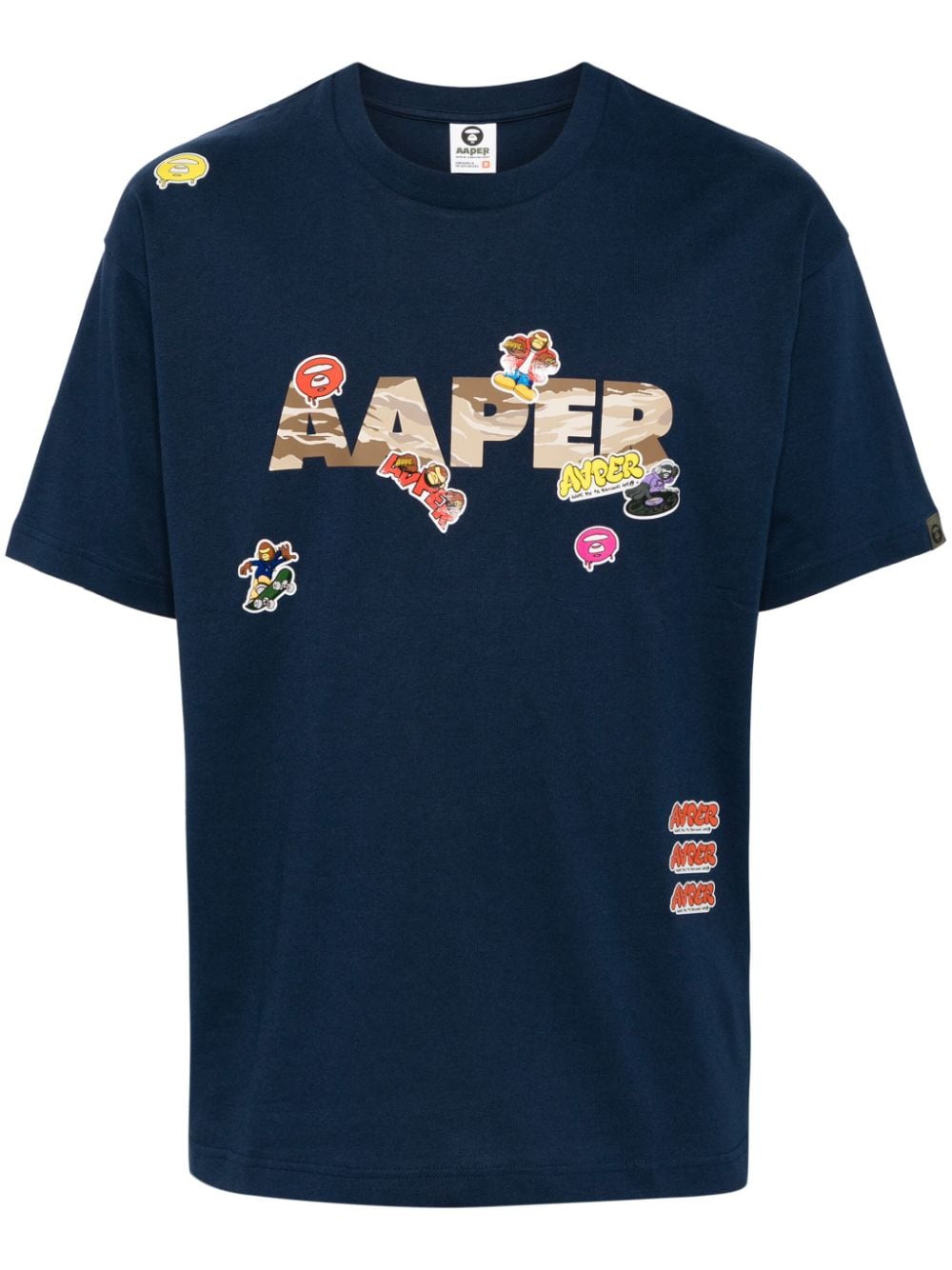 AAPE BY *A BATHING APE® logo-print cotton T-shirt - Blu