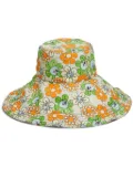 Marni floral-print wide-brim cotton hat - Green