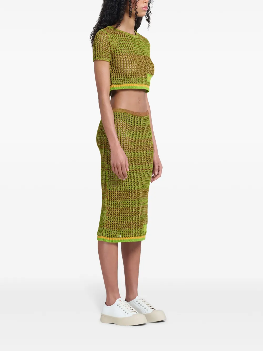 Marni open-knit Cotton Midi Skirt | Green | FARFETCH