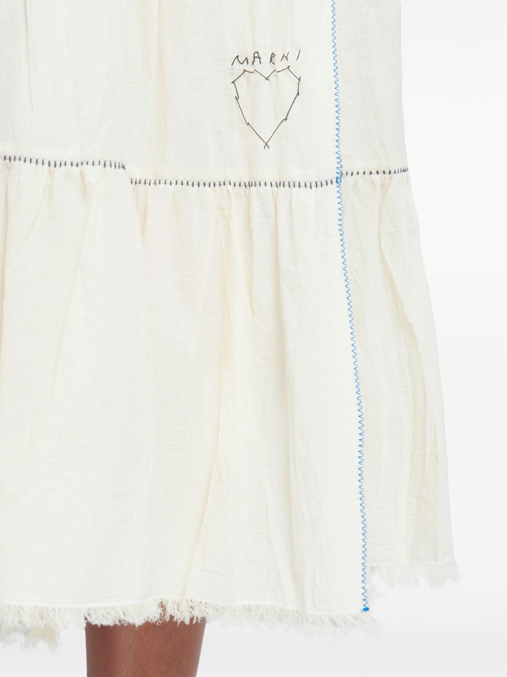 Marni logo-embroidered cotton midi skirt Women