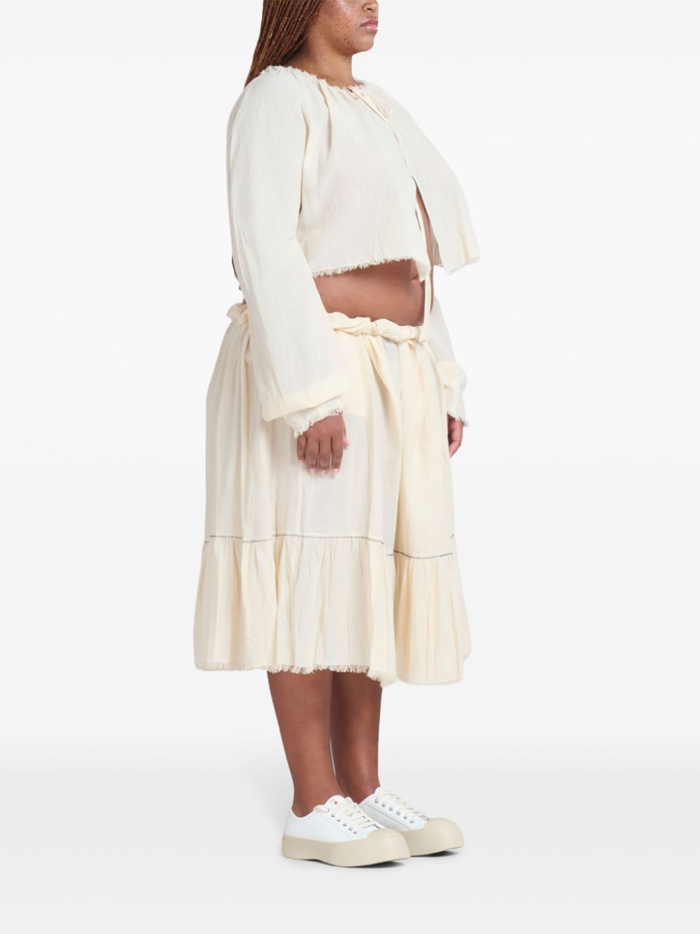 Cheap Marni logo-embroidered cotton midi skirt Women