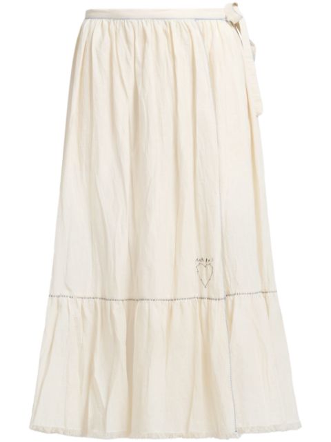 Marni logo-embroidered cotton midi skirt Women