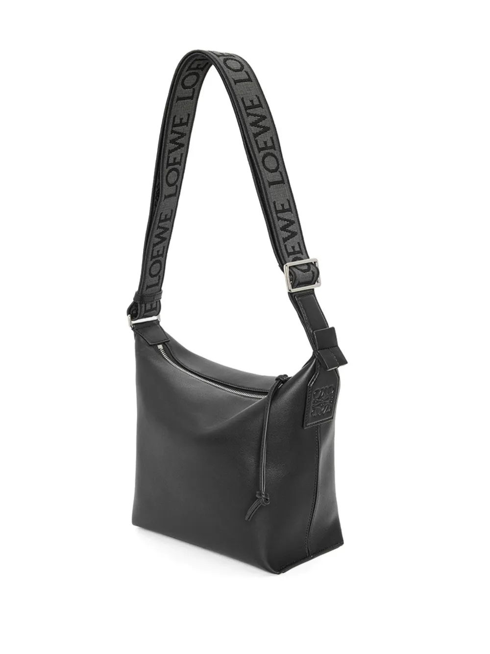 Loewe Small Cubi Crossbody Bag In Smooth And Jacquard Calfskin In Black