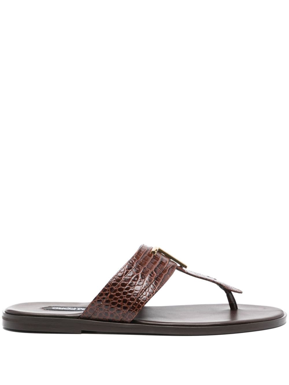 TOM FORD logo-plaque leather flip flops Brown