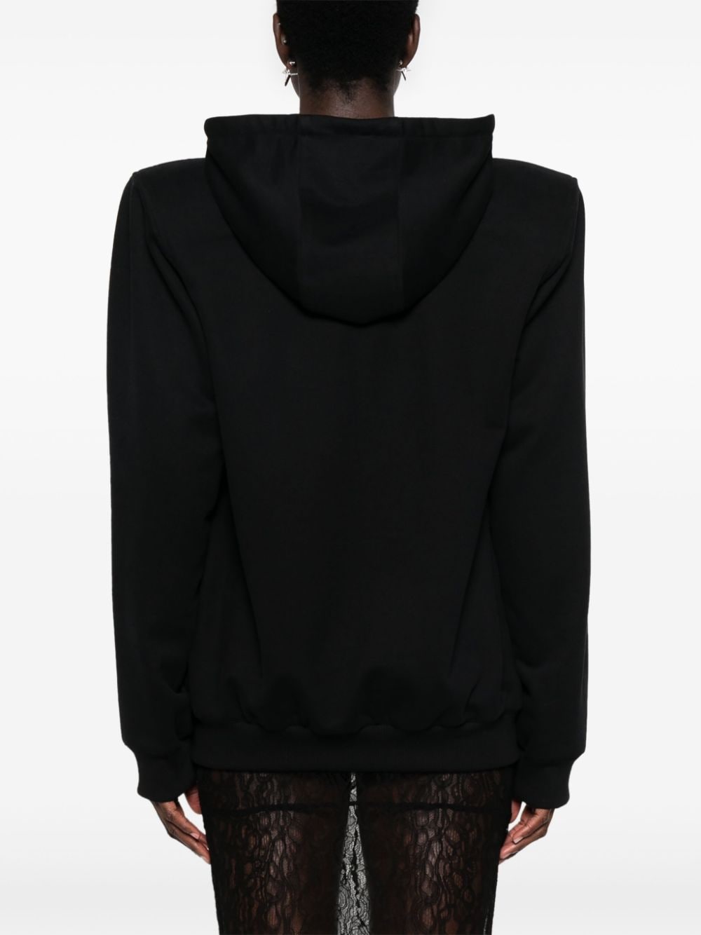 Shop Almaz Shoulder-pads Cotton Hoodie In Schwarz