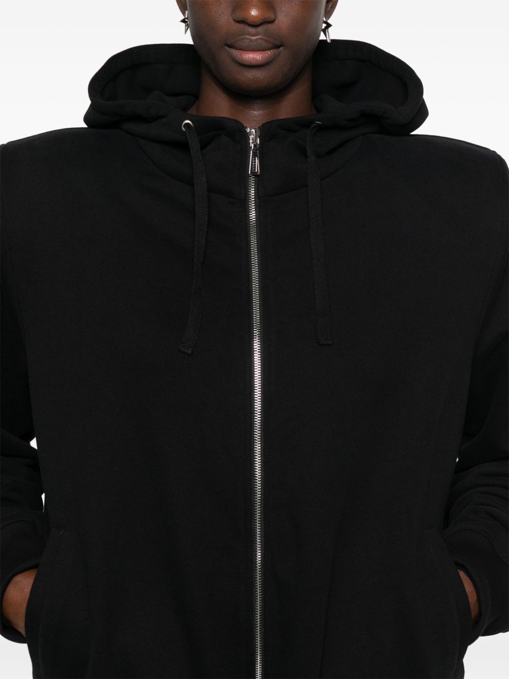 Shop Almaz Shoulder-pads Cotton Hoodie In Schwarz