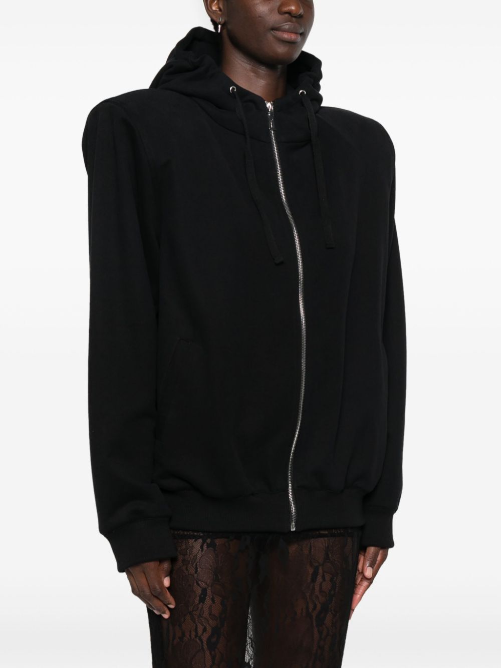 Shop Almaz Shoulder-pads Cotton Hoodie In Schwarz