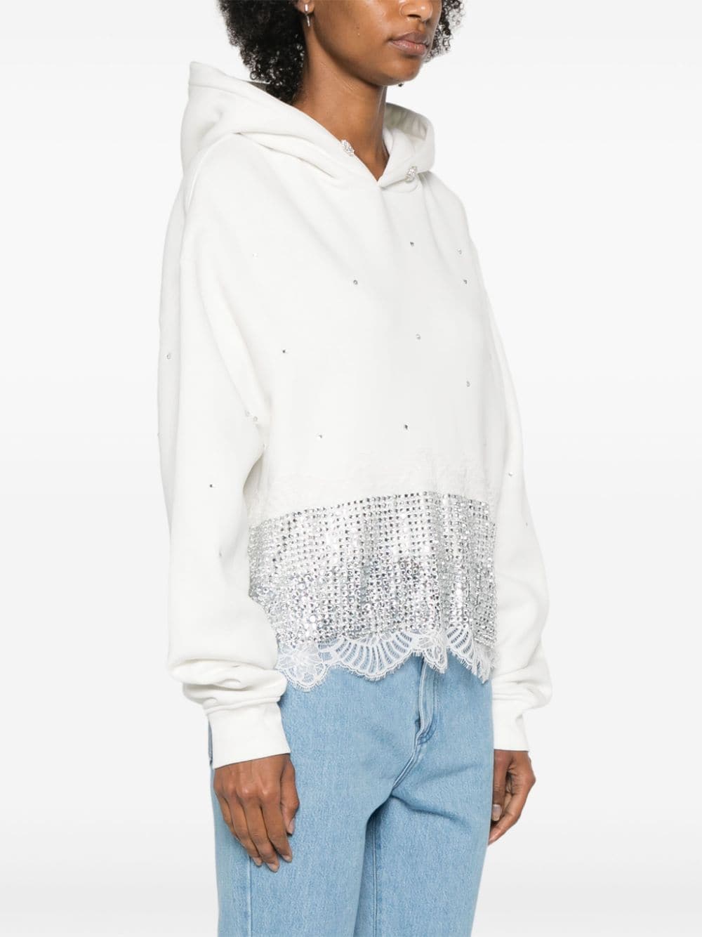 Shop Loulou Crystal-embellished Cotton Hoodie In Neutrals