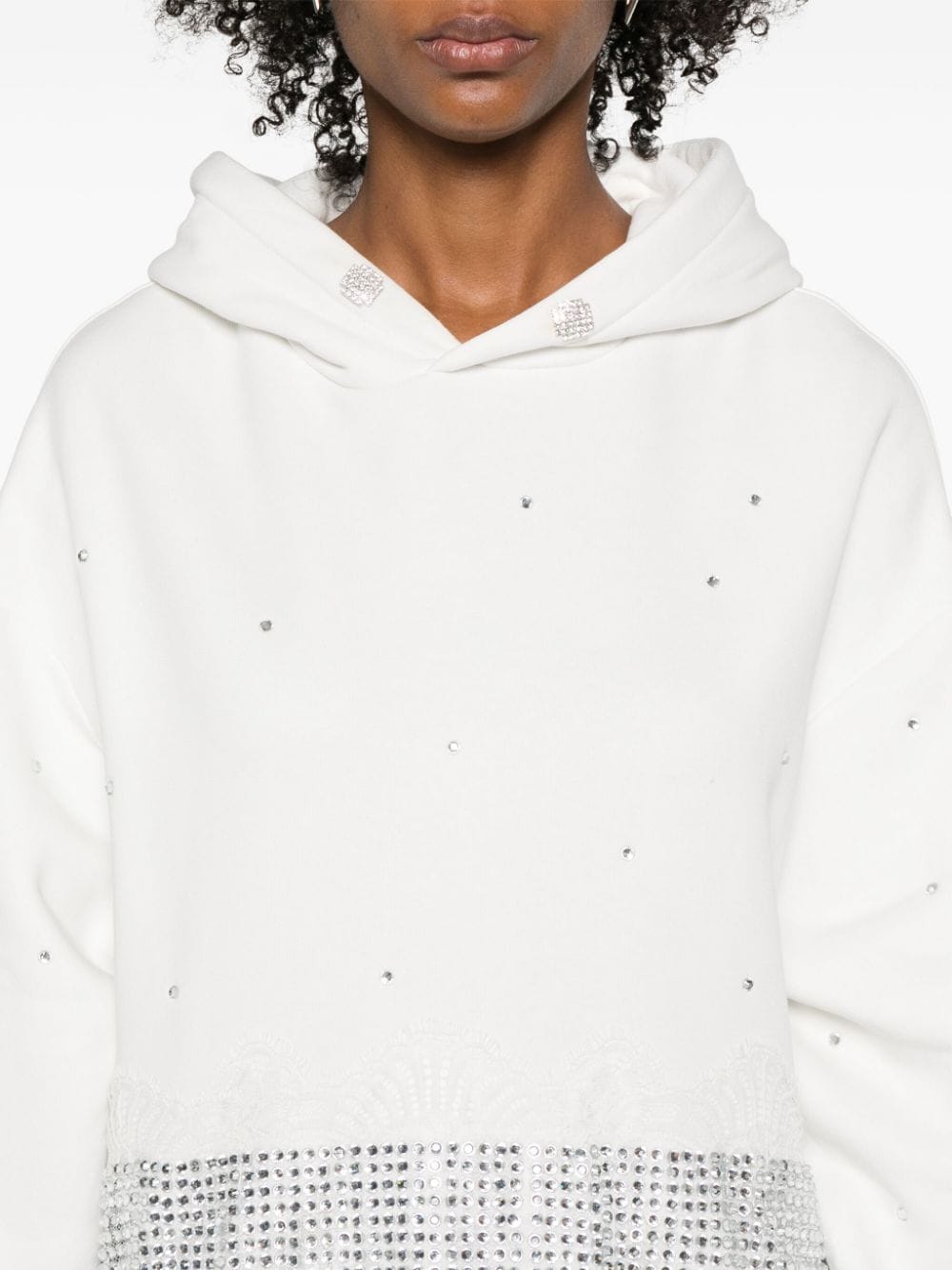 Shop Loulou Crystal-embellished Cotton Hoodie In Neutrals