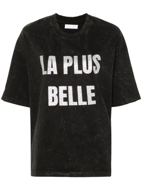 Loulou glitter-print washed T-shirt