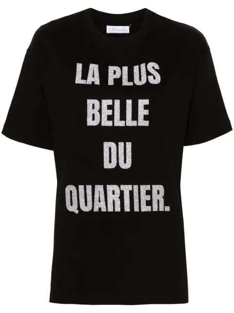 Loulou glitter-print cotton T-shirt