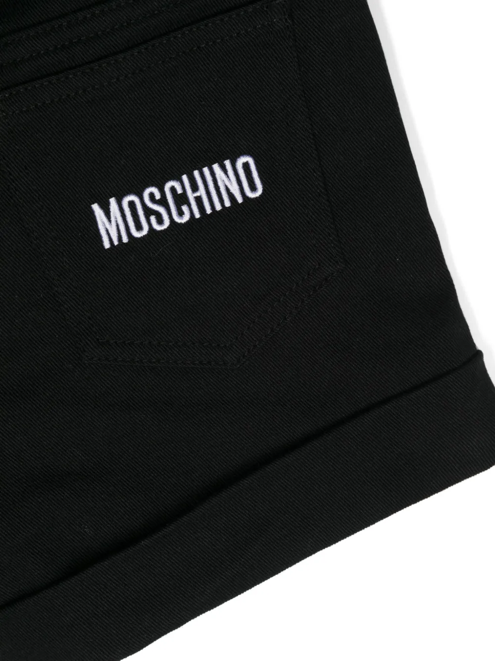 Moschino Kids Spijkershorts met geborduurd logo Zwart