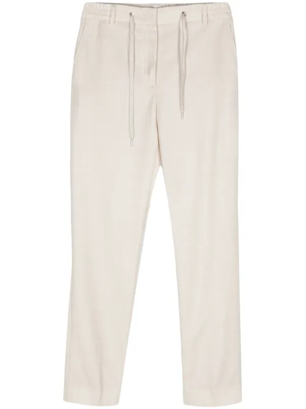 Eleventy Lurex Chambray Slim Trousers in Neutrals
