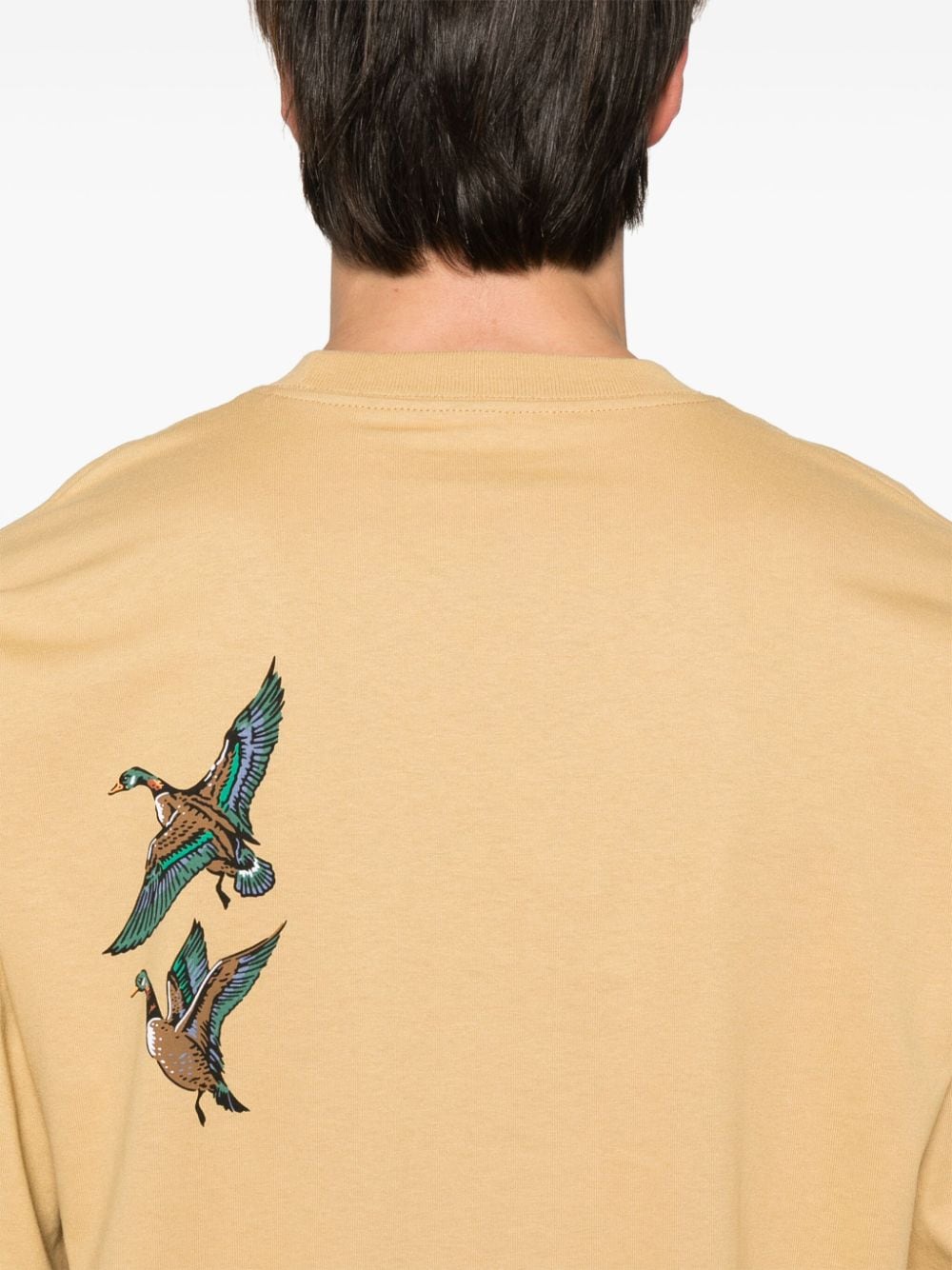 Shop Carhartt L/s Ducks Logo-print T-shirt In Neutrals