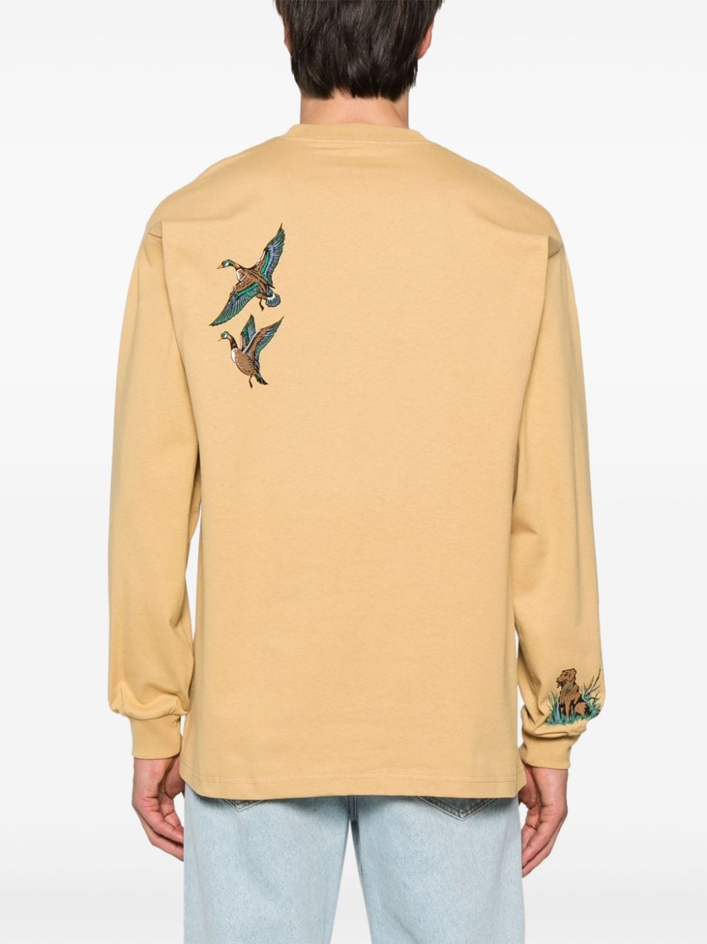 Shop Carhartt L/s Ducks Logo-print T-shirt In Neutrals