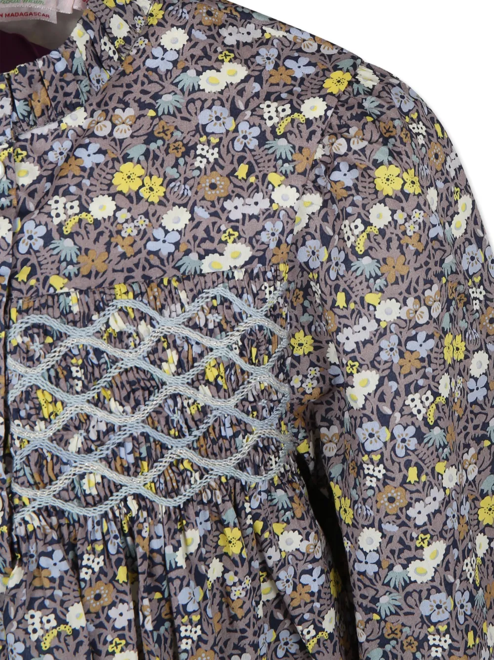 Bonpoint Katoenen jurk met bloemenprint Bruin