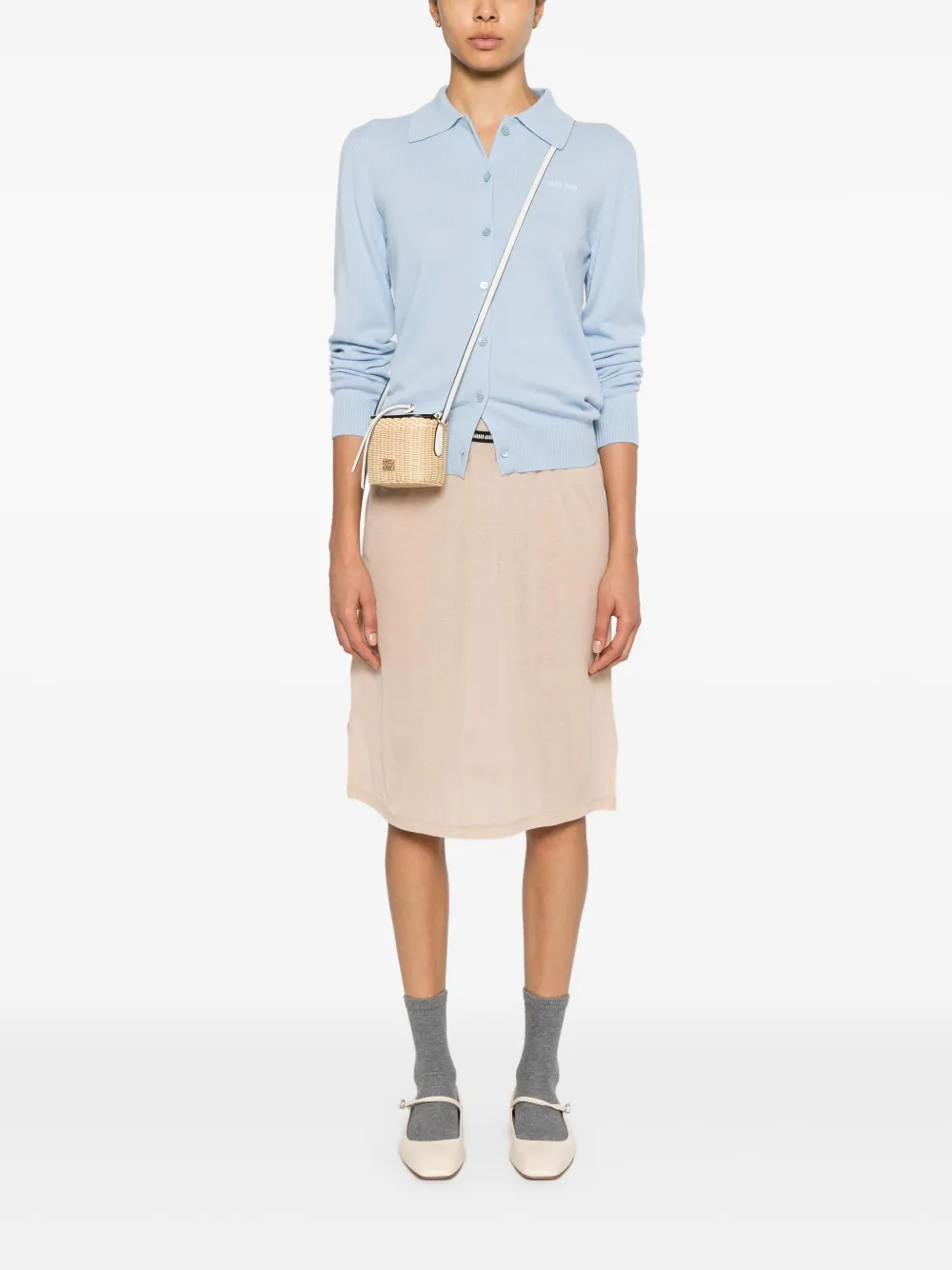 Miu Miu Kasjmier vest met logo-intarsia - Blauw