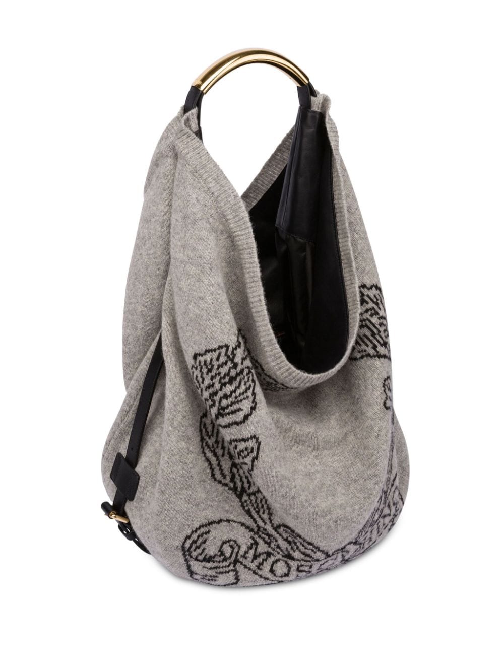 Shop Moschino Intarsia-knit Logo Tote Bag In Grey