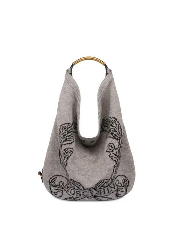 Moschino ロゴインターシャ ハンドバッグ | グレー | FARFETCH JP
