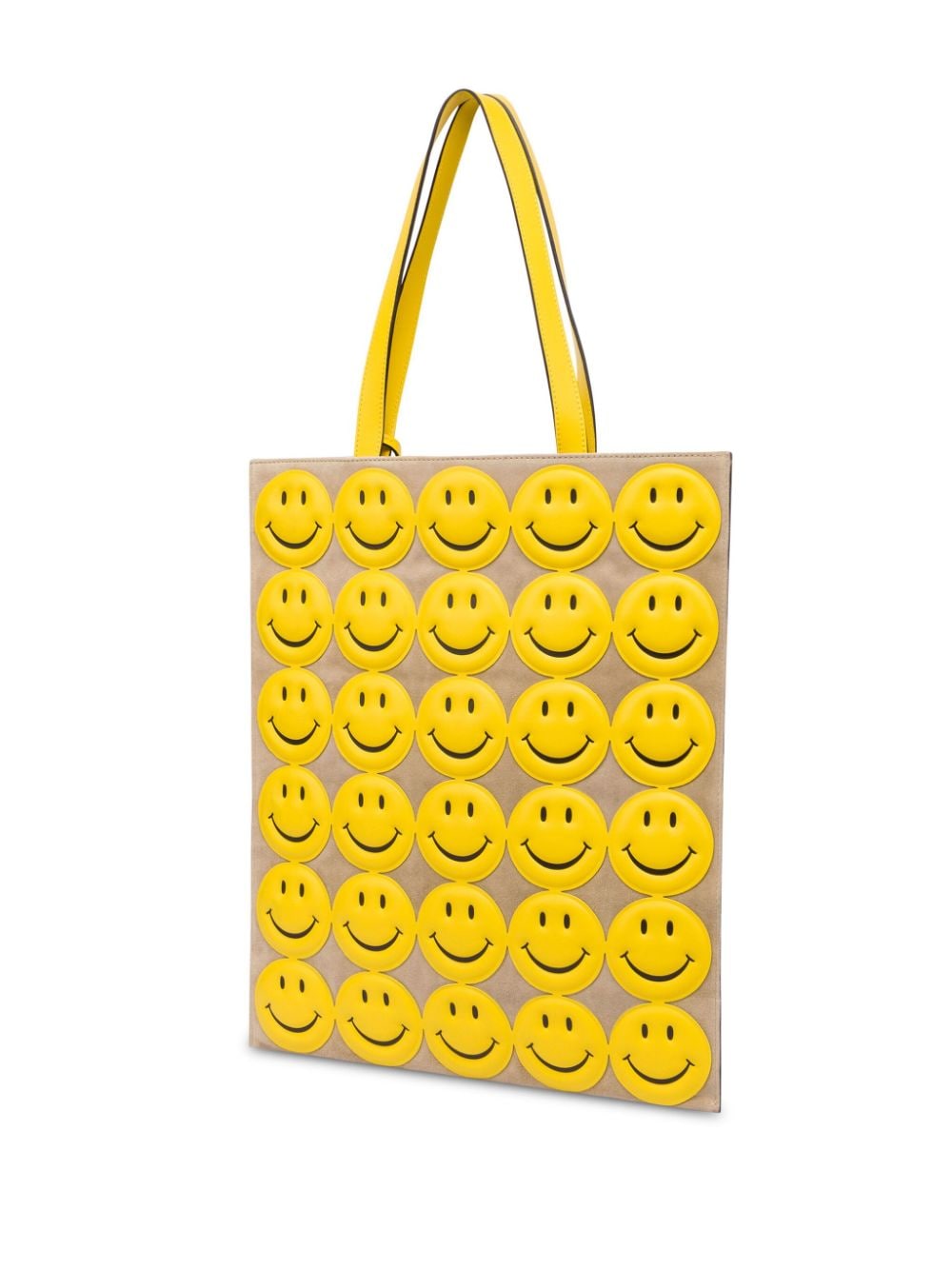 Shop Moschino Smiley Leather Shoulder Bag In Yellow